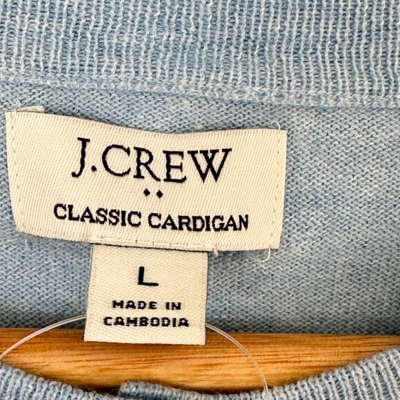 NEW J.Crew Classic Cotton Cardigan Sweater Blue Preppy Minimalist Collegiate - Picture 7 of 10